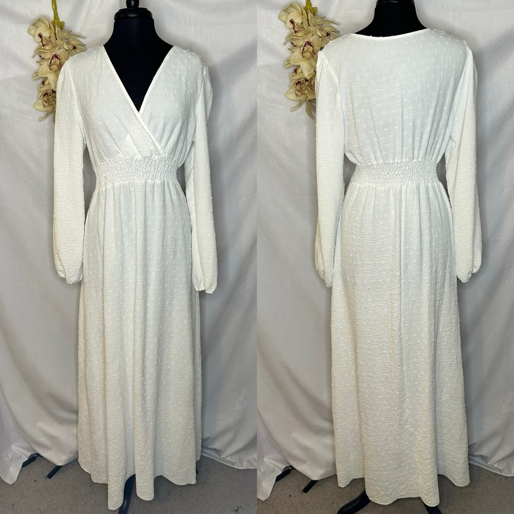 White Maxi Dress with Smocked Waist
